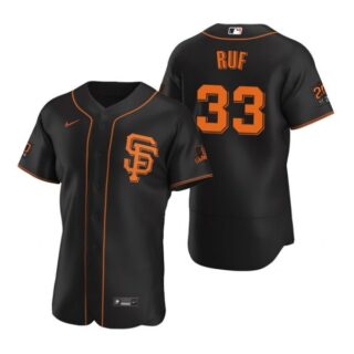 Men's #33 Darin Ruf San Francisco Giants Flex Base Jersey Black