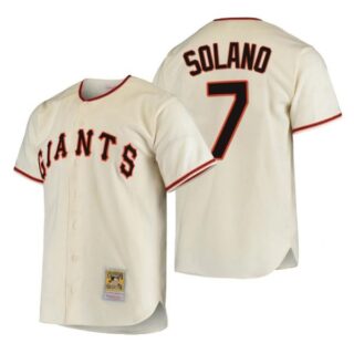 Men's #7 Donovan Solano San Francisco Giants Throwback Jersey Black,Cream