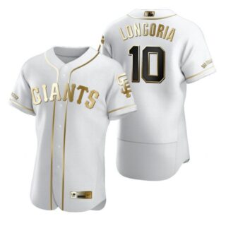 Men's #10 Evan Longoria San Francisco Giants Flex Base Jersey White Golden