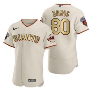 Men's #80 Heliot Ramos San Francisco Giants Cream Gold World Series Champions Jersey Cream Gold WS