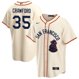 Men's Cool Base Brandon Crawford San Francisco Giants Sea Lions Throwback 1946 Home Cream Stitched Jersey