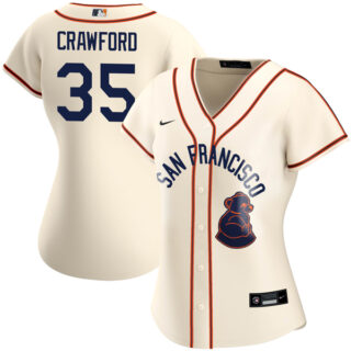 Women's Brandon Crawford San Francisco Giants Sea Lions Throwback 1946 Home Cream Stitched Jersey