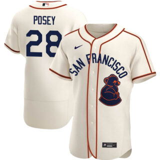 Men's Flex Base Buster Posey San Francisco Giants Sea Lions Throwback 1946 Home Cream Stitched Jersey