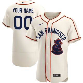 Men's Flex Base Custom San Francisco Giants Sea Lions Throwback 1946 Home Cream Stitched Jersey