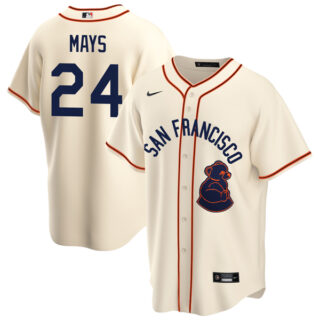 Men's Cool Base Willie Mays San Francisco Giants Sea Lions Throwback 1946 Home Cream Stitched Jersey