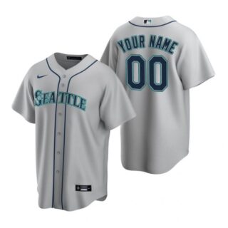 Men's Custom Seattle Mariners Cool Base Jersey Cream Gray