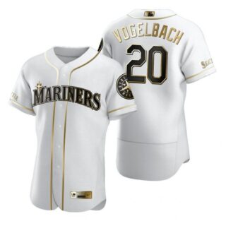 Men's Daniel Vogelbach Seattle Mariners Flex Base Jersey Black Golden White Golden