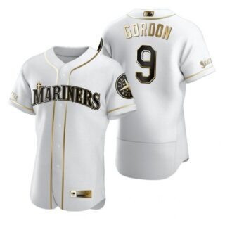Men's Dee Gordon Seattle Mariners Flex Base Jersey Black Holographic White Golden