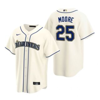 Men's Dylan Moore Seattle Mariners Cool Base Jersey Aqua Cream