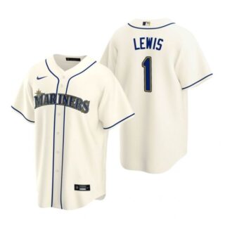 Men's Kyle Lewis Seattle Mariners Cool Base Jersey Aqua Cream