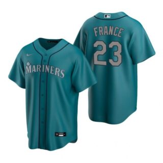 Men's Ty France Seattle Mariners Cool Base Jersey Gray Aqua