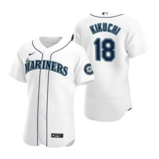 Men's Yusei Kikuchi Seattle Mariners Flex Base Jersey Black Holographic White