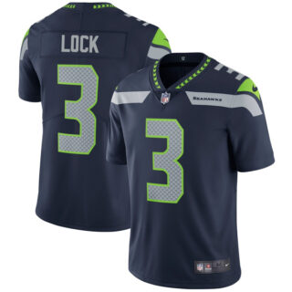 Men's Seattle Seahawks Drew Lock Navy Vapor Limited Stitched Jersey