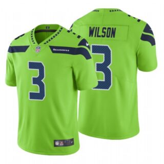 Men's #3 Russell Wilson Seattle Seahawks Limited Jersey Stitched Neon Green