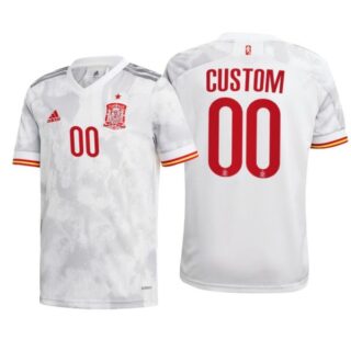 Men's Custom Spain National White Away Jersey