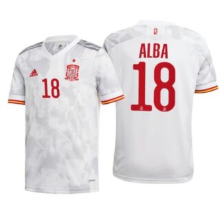 Men's Jordi Alba Spain National White Away Jersey