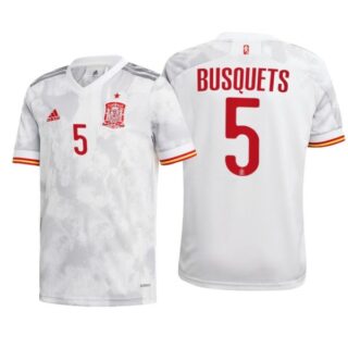 Men's Sergio Busquets Spain National White Away Jersey