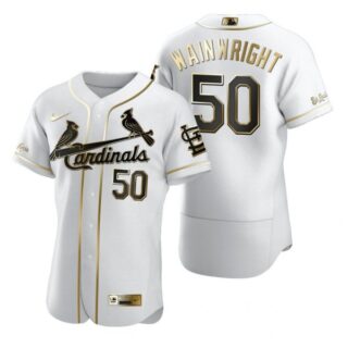 Men's Adam Wainwright St. Louis Cardinals Flex Base Jersey White WS White Golden