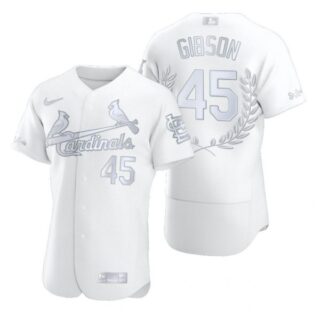 Men's Bob Gibson St. Louis Cardinals Flex Base Jersey White White Award