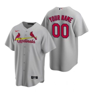 Men's Custom St. Louis Cardinals Cool Base Jersey Light Blue Gray