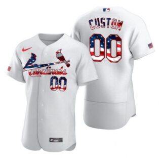 Men's Custom St. Louis Cardinals Flex Base Jersey White WS White Stars