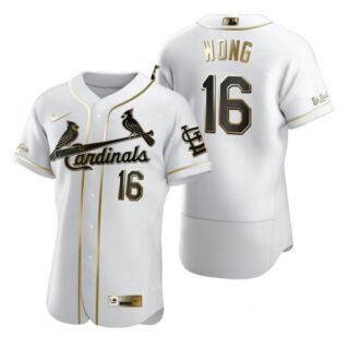 Men's Kolten Wong St. Louis Cardinals Flex Base Jersey Black Golden White Golden