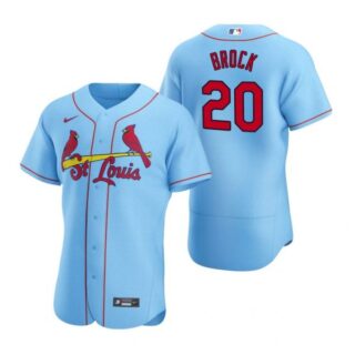 Men's Lou Brock St. Louis Cardinals Flex Base Jersey White WS Light Blue