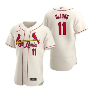 Men's Paul Dejong St. Louis Cardinals Flex Base Jersey White WS Cream