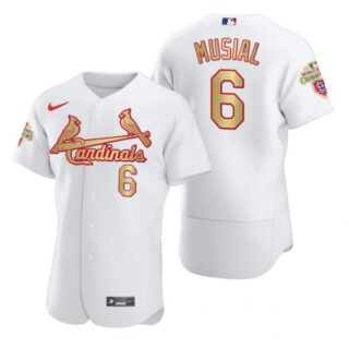 Men's Stan Musial St. Louis Cardinals Flex Base Jersey White WS White WS