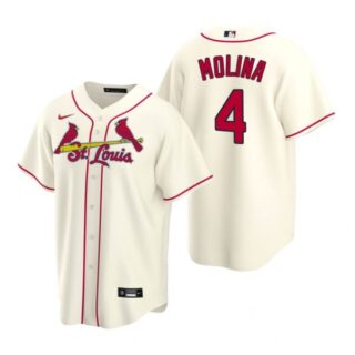 Men's Yadier Molina St. Louis Cardinals Cool Base Jersey Gray Cream