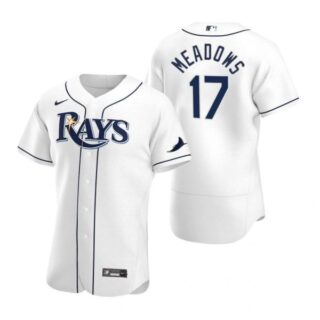 Men's Austin Meadows Tampa Bay Rays Flex Base Jersey Black Holographic White