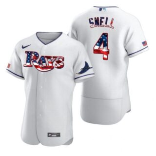 Men's Blake Snell Tampa Bay Rays Flex Base Jersey White White Stars