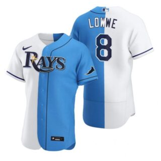 Men's Brandon Lowe Tampa Bay Rays Flex Base Jersey White Stars White Blue