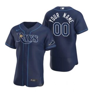 Men's Custom Tampa Bay Rays Flex Base Jersey Navy Navy