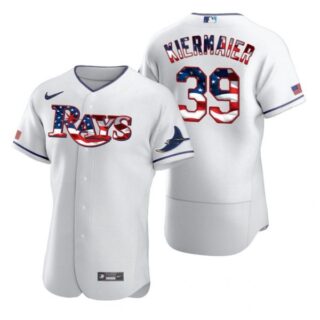 Men's Kevin Kiermaier Tampa Bay Rays Flex Base Jersey White White Stars