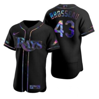 Men's Mike Brosseau Tampa Bay Rays Flex Base Jersey White Blue Black Holographic
