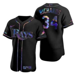 Men's Trevor Richards Tampa Bay Rays Flex Base Jersey White Blue Black Holographic