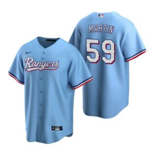 Men's Brett Martin Texas Rangers Cool Base Jersey White Light Blue