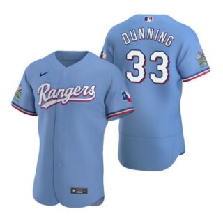 Men's Dane Dunning Texas Rangers Flex Base Jersey White Light Blue