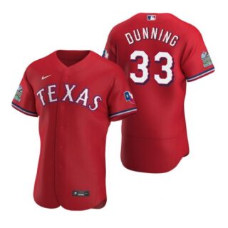 Men's Dane Dunning Texas Rangers Flex Base Jersey White Scarlet