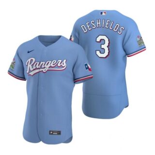 Men's Delino Deshields Texas Rangers Flex Base Jersey White Golden Light Blue