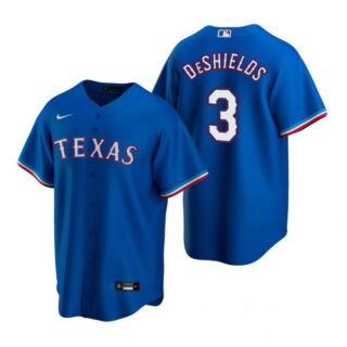 Men's Delino Deshields Texas Rangers Cool Base Jersey Red Royal