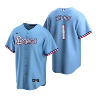 Men's Elvis Andrus Texas Rangers Cool Base Jersey Gray Light Blue