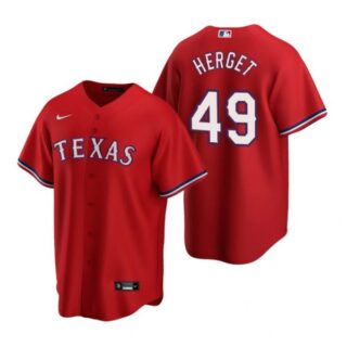 Men's Jimmy Herget Texas Rangers Cool Base Jersey White Red