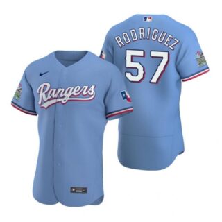 Men's Joely Rodriguez Texas Rangers Flex Base Jersey White Light Blue