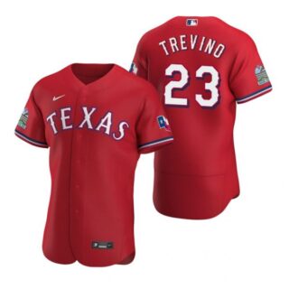Men's Jose Trevino Texas Rangers Flex Base Jersey White Scarlet