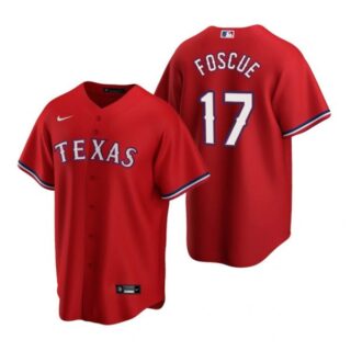 Men's Justin Foscue Texas Rangers Cool Base Jersey White Red
