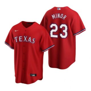 Men's Mike Minor Texas Rangers Cool Base Jersey Gray Red