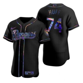 Men's Sam Huff Texas Rangers Flex Base Jersey Scarlet Black Holographic