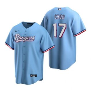 Men's Shin Soo Choo Texas Rangers Cool Base Jersey Gray Light Blue